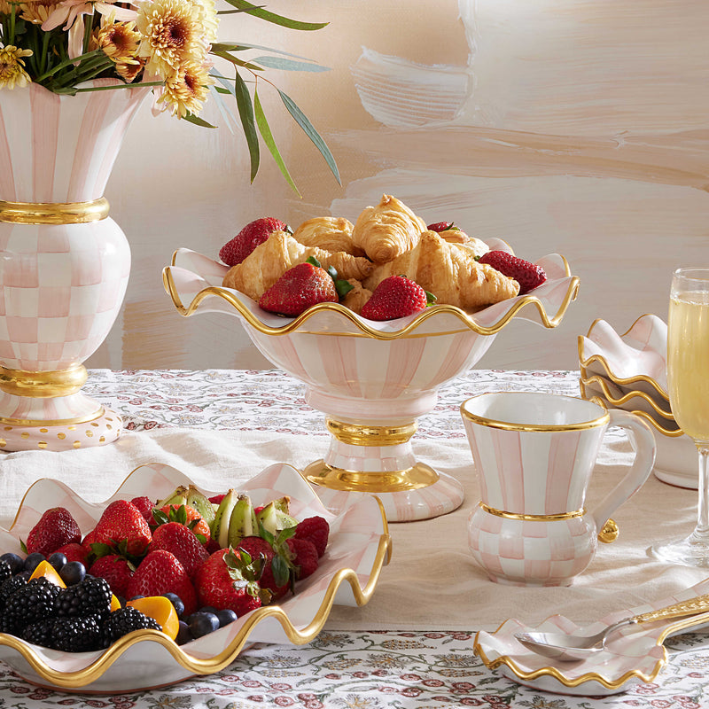 MacKenzie-Childs Rosy Check Ceramic Compote – SinclairsCollectables