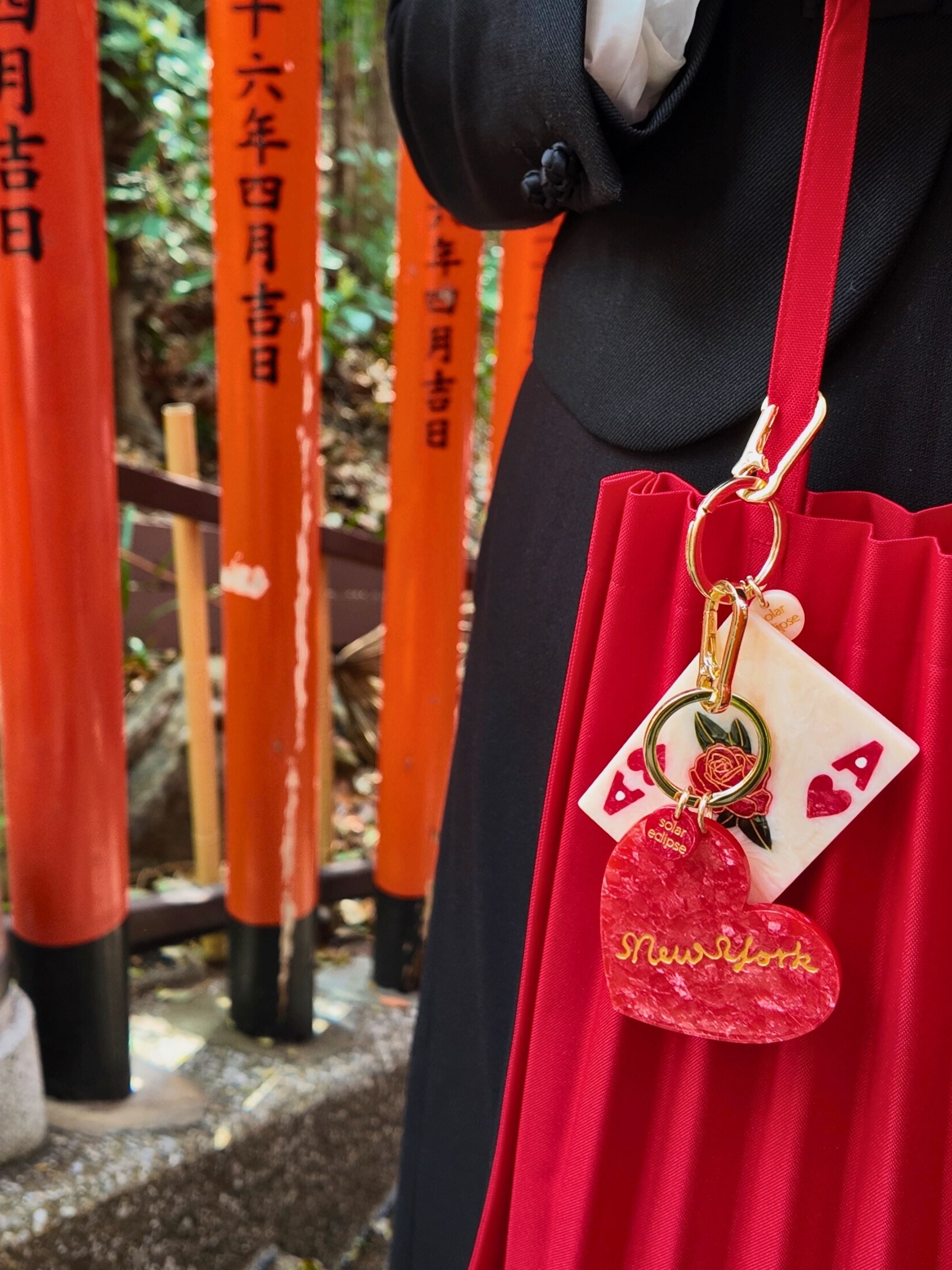 Hand-Painted Ace of Hearts Bag Charm + Keychain | Eco-Friendly