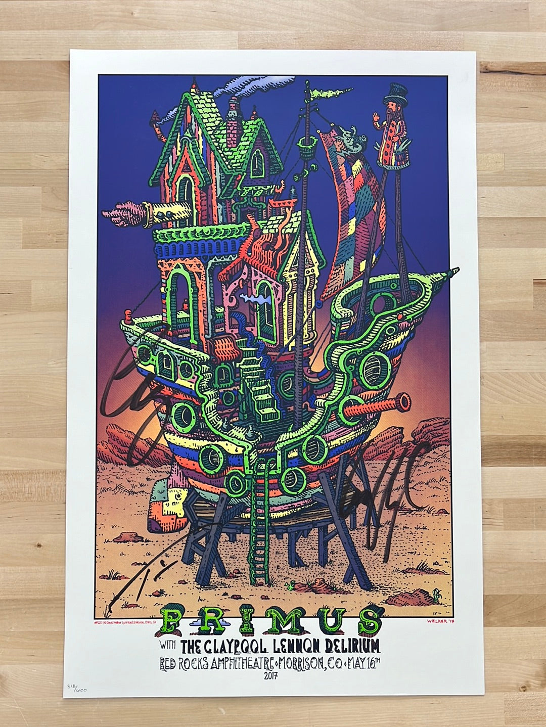 Primus - 2017 David Welker poster Morrison, CO Red Rocks