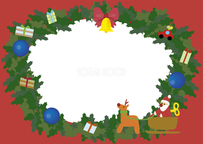 クリスマスリースのフレーム無料イラスト59048 | 素材Good
