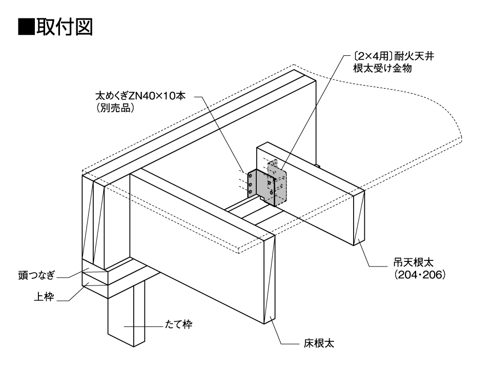 2×4用〕耐火天井根太受け金物 - BXカネシン