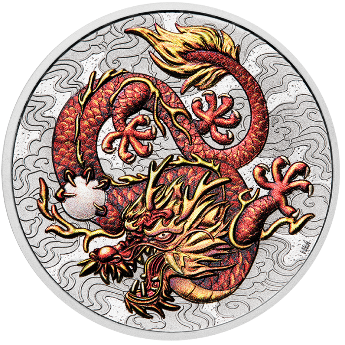 Chinese Myths: Silver Dragon 2021 Silver Coin, 1 ounce (color)