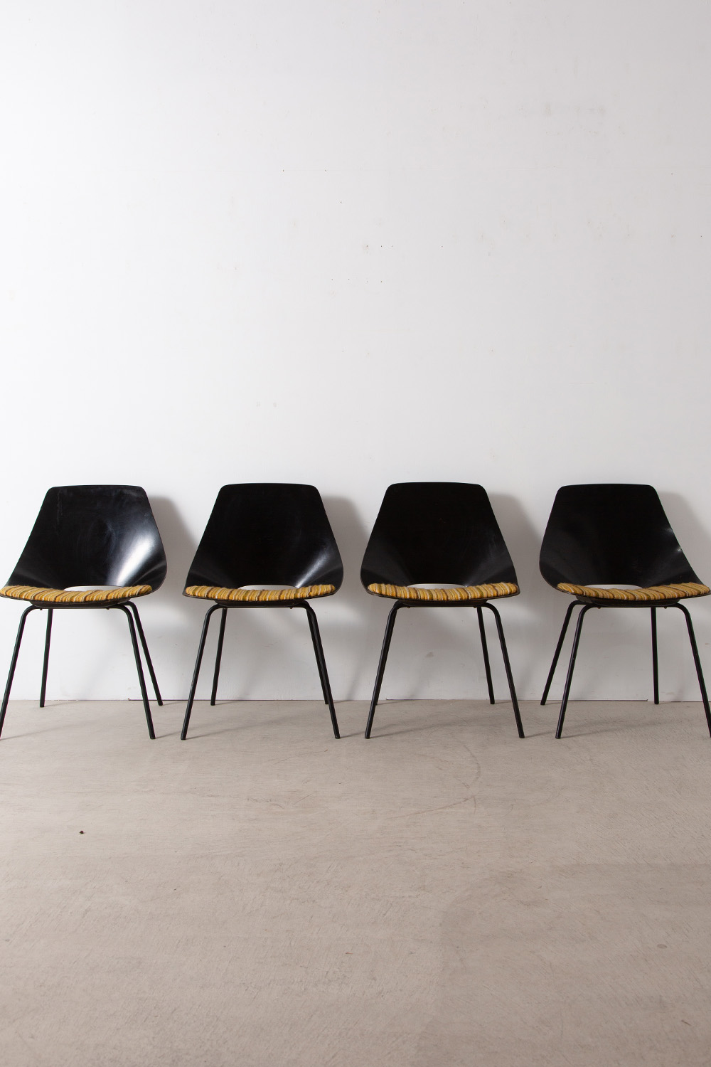 stoop | Chair by Pierre Guariche for Stainer in Wood and Stripe