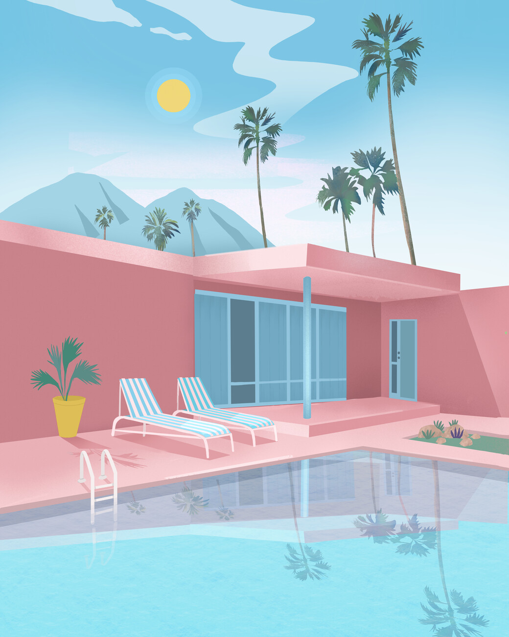 T*様 Palm Springs Pool Club A2サイズ額装作品 Palm Springs Pool Club A2