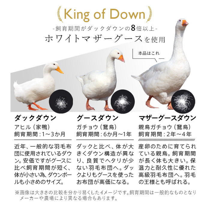 マザーグース 羽毛布団 布団カバー付 マザーホワイトグースダウン93