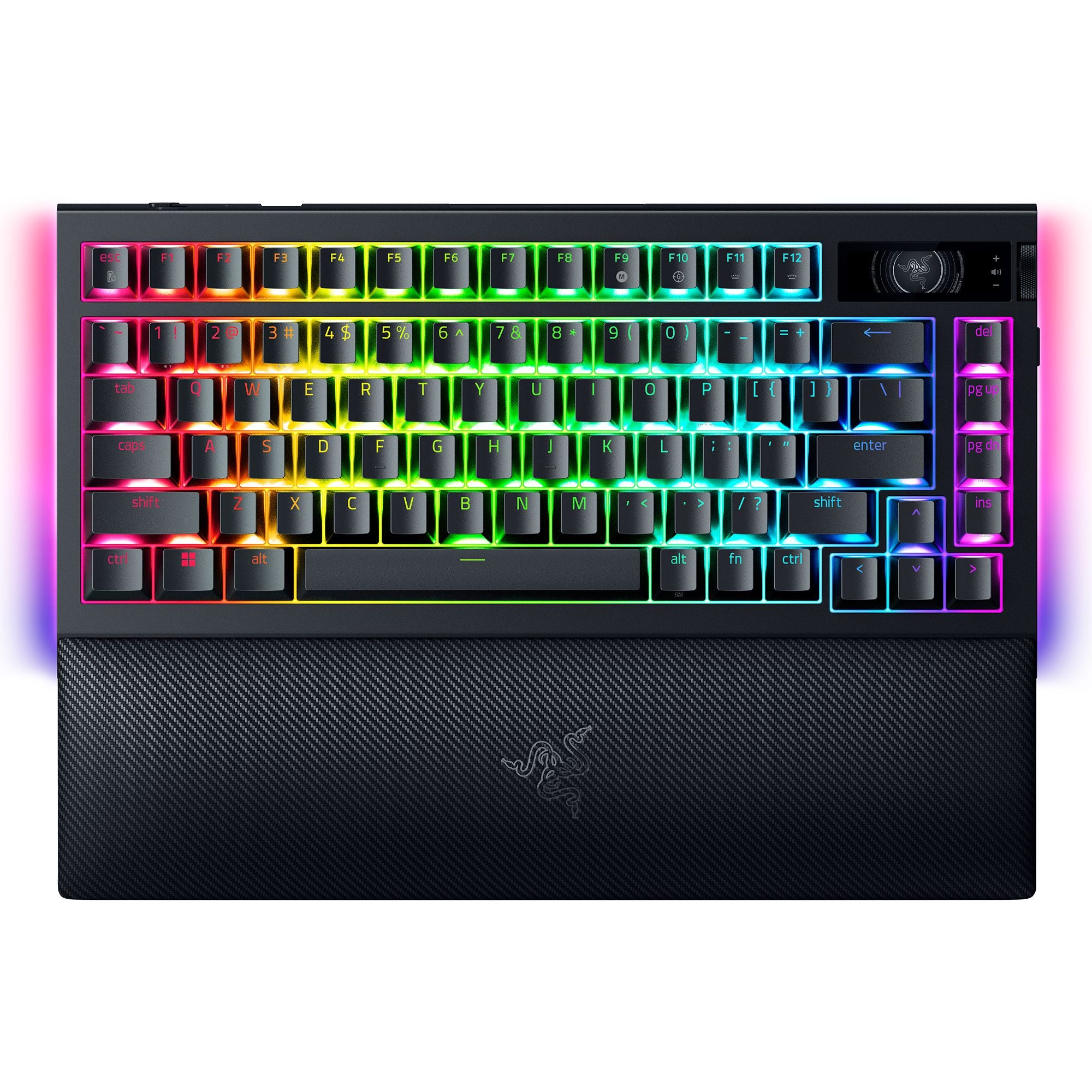 BlackWidow V4 75% Pro」ホットスワップ対応の洗練された基盤とOLEDの