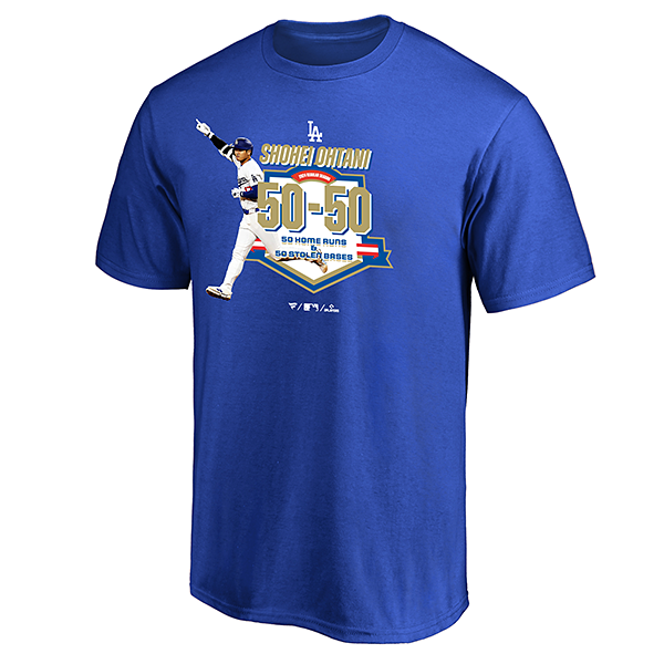 大谷翔平 50-50 Club 達成記念Tシャツ ブルー(S nocolor): 野球