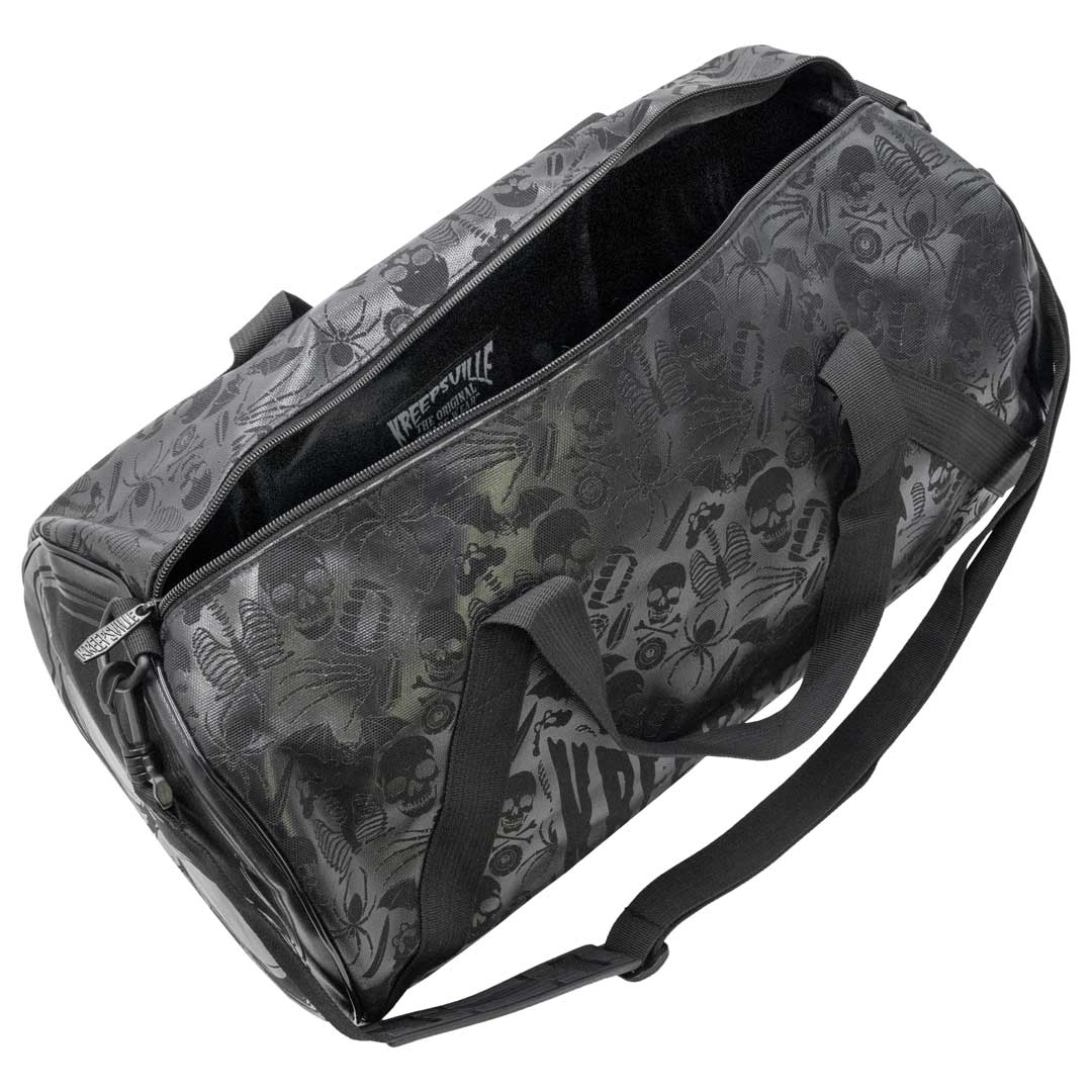 Skull Black Barrel Bag by Kreepsville