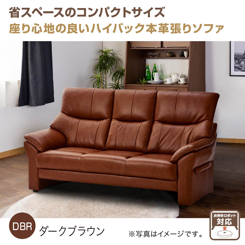 3人掛けソファ サイモン2 革張り ダークブラウン【お取り寄せ品】のご
