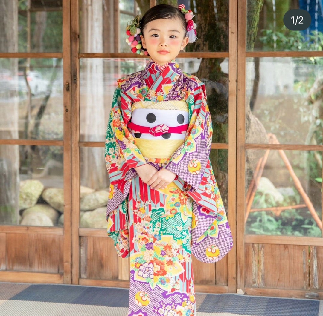 マゼンダ 長襦袢付き アンティーク 女の子 子供着物 マゼンダ 長襦袢
