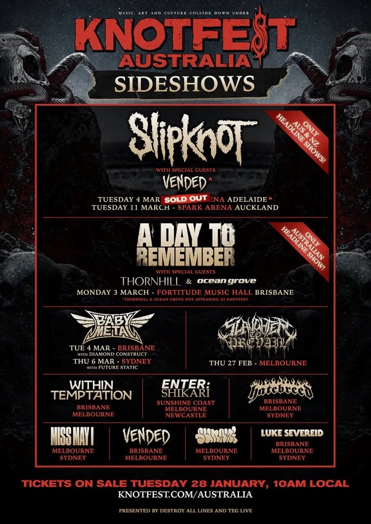 BABYMETAL Knotfest Australia Sideshows 決定！ | えんぷれSu 夢うつつ