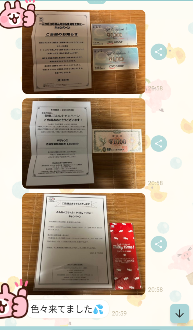 当選》娘宅の当選品 | ぶた子ひとこと懸賞日記帳