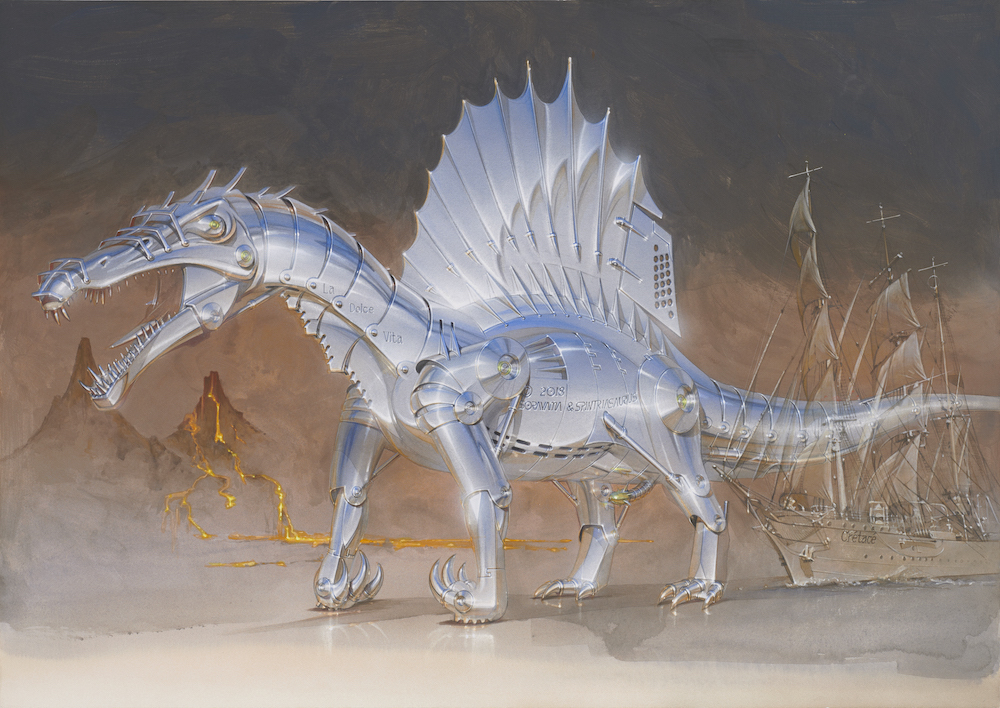 空山基の描く恐竜のロボットに注目。新作個展「Dinosauria」、渋谷