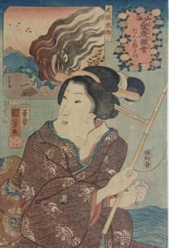 浮世絵版画山海愛度圖會たんと釣りたい尾張焼物歌川国芳画、嘉永5年