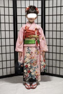 七五三 着物セット 7歳 正絹 淡いピンク色 ハーフ成人式 十三詣り