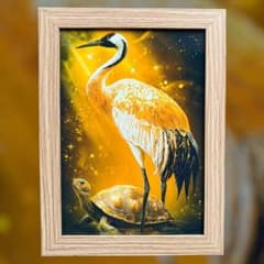縁起物 鶴亀 デジタルアート 2L 額付 金運 開運 長寿 風水 インテリア