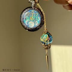 月の満ち欠け 懐中時計 ランタンと歯車 宇宙レジン ルナフラッシュ