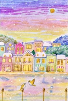 momorin様専用冬の風景 水彩画 冬の街並み 値段は※900円です - メルカリ