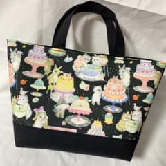 ユキエモン yukiemon ハンドメイド トートバッグ クックキャッツ 黒