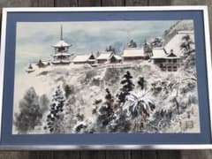 最終値下げ【水墨画】三水公平/雪の清水寺/世界遺産/京都/真作/墨絵