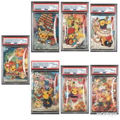 PSA10セット 7連番 和紙風 トウホクステッカー ポケモン ピカチュウ