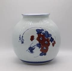 中国 于暁明作 青華釉裏紅 童子花鳥紋扁壺 送料込み250829 (中棚
