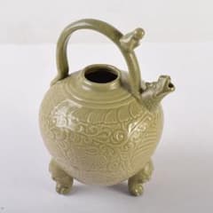 中国 龍泉窯 青磁 三つ足 神獣口水注瓶 C 7054 - メルカリ