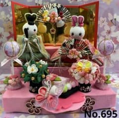 ちりめん細工 つまみ細工 うさぎ雛壇飾り No.695 ハンドメイド - メルカリ