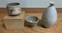 晩酌セット3点：①徳化窯白瓷胴継瓶/②池順鐸作ぐい呑/③池順鐸 作