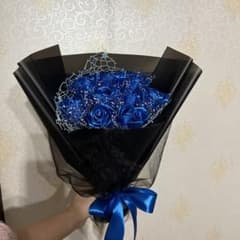 9本青色バラブーケプレゼント お祝い 枯れない花 永生薔薇 特別な人へ