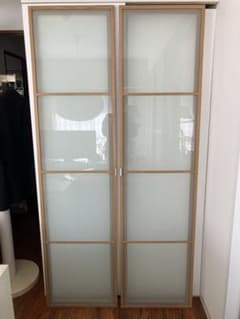 IKEA PAX ワードローブ 扉のみ オーク材 フロストガラス - メルカリ