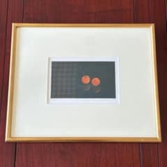 佐藤暢男「さくらんぼ ふたつ」銅版画 59/101 額装 直筆サイン K