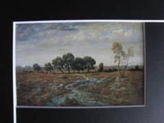 テオドール・ルソー、どんぐり林の荒野、希少画集画、新品額装付