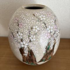 京焼 清水焼 藤平正文造 桜模様 花瓶 フラワーベース - メルカリ