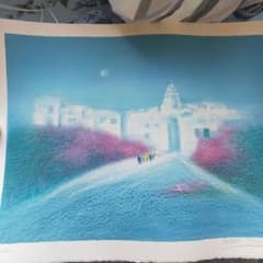 真作保証】アンドレ・モレル 直筆サイン リトグラフ 街 ARCHES紙