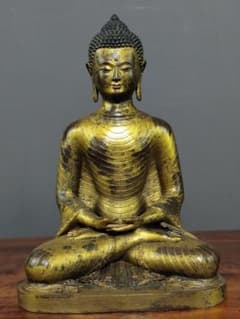 珍品 銅製鎏金仏像〈释迦牟尼仏〉高さ23cm - メルカリ