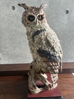 ワシミミズク 大きな置物 高さ57cm、18.8.kg フクロウ科 アンティーク