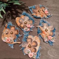 デニムリメイク☆レトロクラシックシャビータグ✨️キラキラお花