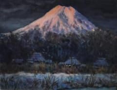 明ける忍野村」1976 F6 絵画 油絵 油彩画 風景画 富士山 - メルカリ