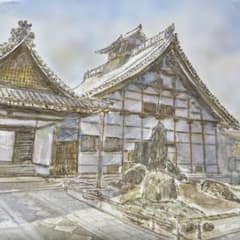 動画投稿中 F4 天龍寺 手描き水彩画 直筆原画 京都世界遺産 - メルカリ