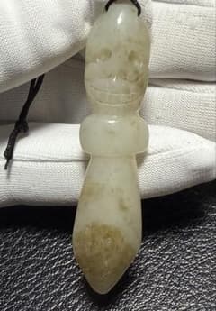 和田玉 人物彫刻 玉掛件 ペンダント 天然石 中国古美術 C1A01002
