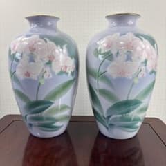 深川製磁 色絵彩磁 胡蝶蘭 花瓶 蘭の花デザイン 2個セット深川 - メルカリ
