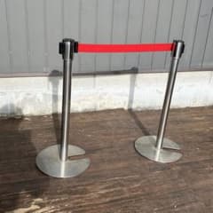 A2 ベルトパーテーション ポール 2本セット 赤ベルト ステンレス 店舗