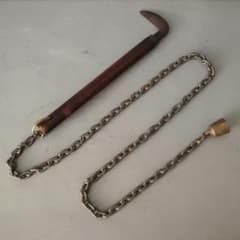 忍者武具 鉄製 鎖鎌 忍具 時代物 万力鎖 分銅鎖 くさりがま 古武術