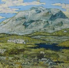 田崎廣助、【久住山の晩秋】、希少な画集より、新品高級額・額装付
