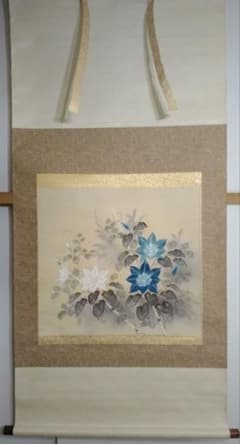正統派日本画家・舟越長嘉画 掛け軸「鉄線花」 - メルカリ