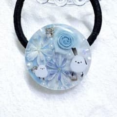 ③-⑬レジンヘアゴム。シマエナガ。紫陽花。人気作家さんの樹脂粘土