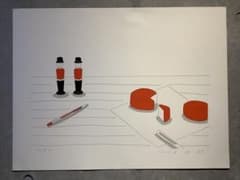 安西水丸シルクスクリーン版画(人形とボールペン) - メルカリ