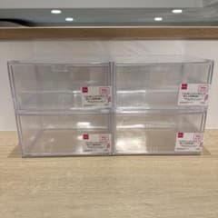 新品未使用】ダイソー 重なる透明収納ケース 4個 すのチルソフビ