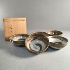 A1322-5/東山窯/刷毛目小鉢5客/向付/銘々皿/飾鉢/菓子鉢/懐石道具
